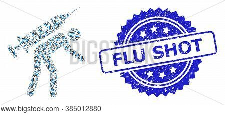 Flu Shot Unclean Seal And Vector Recursive Collage Vaccine Courier. Blue Seal Contains Flu Shot Capt