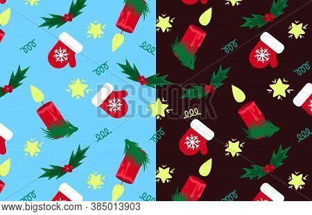 New Year And Christmas Seamless Pattern For Wrapping Paper And Clothes. Stock Vector Illustration.