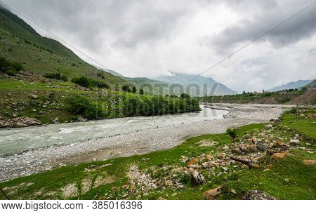 Cherek River In The Caucasus Mountains In Kabardino-balkaria, Russia