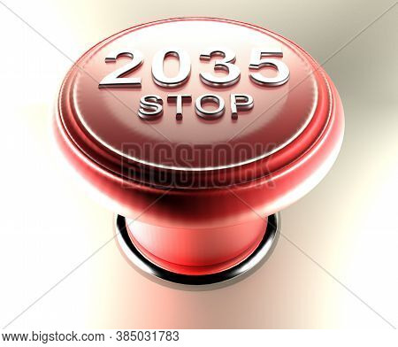 2035 Stop On Red Emergency Push Button - 3d Rendering Illustration