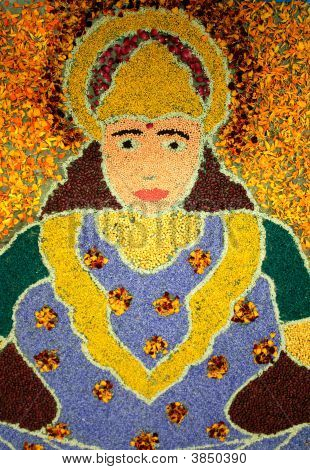 Rangoli di riso colorato e Dal