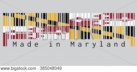 Barcode Set The Color Of Maryland Flag, Heraldic Banner Of George Calvert, 1st Baron Baltimore. Text