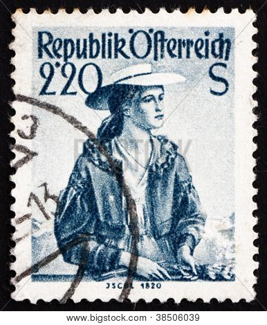 Briefmarke Ã–sterreich 1952 Frau aus Ischl, 1820