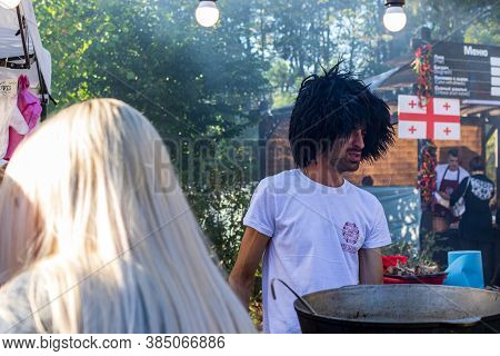 Kyiv, Ukraine - September 12, 2020: Celebration Of Georgian Wine And Cuisine Kartuli Fest 2020. Mass