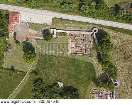 Aerial View Of Ruins Of Ancient Roman City Nicopolis Ad Nestum Near Town Of Garmen, Blagoevgrad Regi