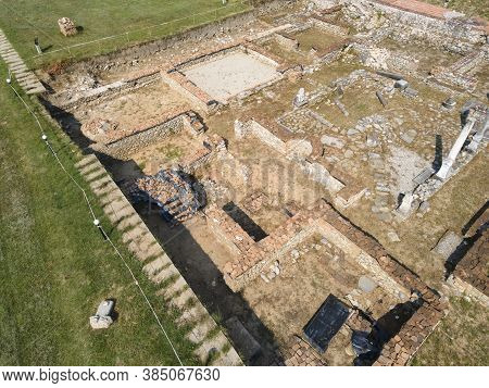 Aerial View Of Ruins Of Ancient Roman City Nicopolis Ad Nestum Near Town Of Garmen, Blagoevgrad Regi