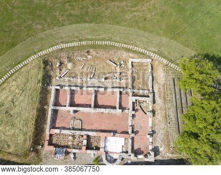 Aerial View Of Ruins Of Ancient Roman City Nicopolis Ad Nestum Near Town Of Garmen, Blagoevgrad Regi