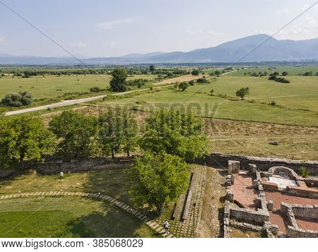Aerial View Of Ruins Of Ancient Roman City Nicopolis Ad Nestum Near Town Of Garmen, Blagoevgrad Regi