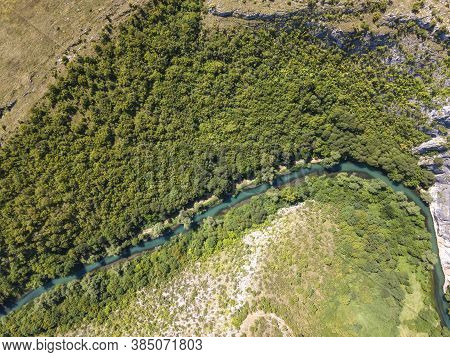 Aerial View Of Iskar Panega Geopark Along The Gold Panega River, Bulgaria