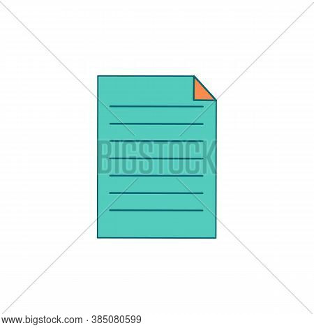 File Flat Color Vector Object. Office Paper Sheet With Text. Data Archive. Work Email. Record On Not
