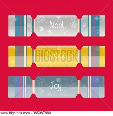 Christmas Crackers Vector Design On A Red Background.