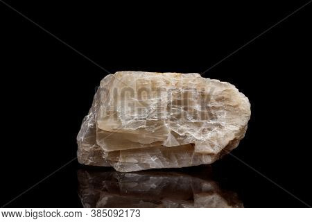 Macro Mineral Stone Moonstone A Black Background