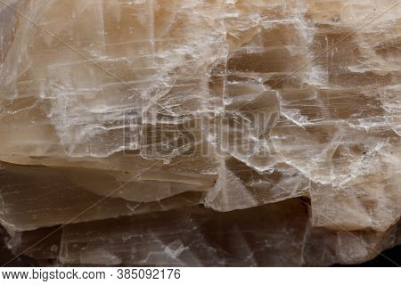 Macro Mineral Stone Moonstone A Black Background