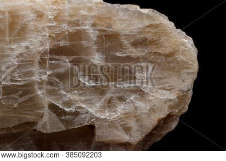 Macro Mineral Stone Moonstone A Black Background