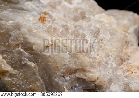 Macro Mineral Stone Moonstone A Black Background