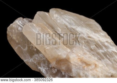 Macro Mineral Stone Moonstone A Black Background