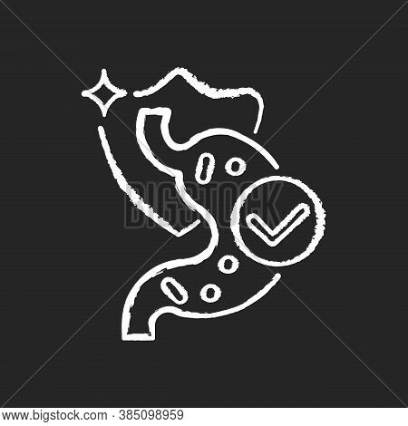 Probiotics Chalk White Icon On Black Background. Microbiology And Bacterium. Healthy Eating For Gut.