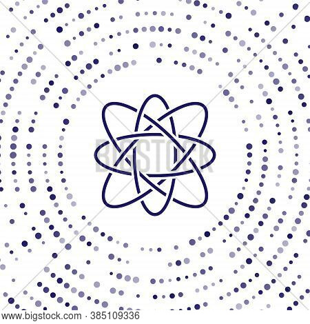 Blue Atom Icon Isolated On White Background. Symbol Of Science, Education, Nuclear Physics, Scientif