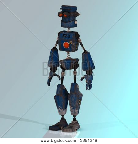 Kreslený Robot s expresivní emocí v obličeji