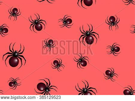 Halloween Spider Pattern. Seamless Spiders Background. Halloween Pattern.