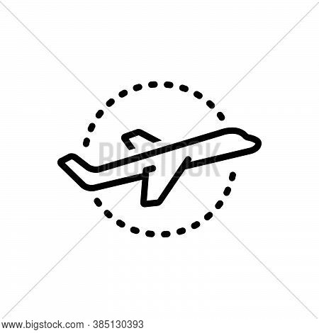 Black Line Icon For Plane Ski-plane Aviation Airliner Airplane Aircraft Travel  Wing Flight Passenge