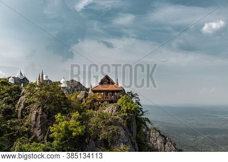 Pagoda On Top Of The Cliff High Mountain At Chaloem Phrakiat Phrachomklao Rachanuson Temple (wat Phr
