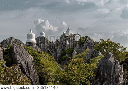 Pagoda On Top Of The Cliff High Mountain At Chaloem Phrakiat Phrachomklao Rachanuson Temple (wat Phr