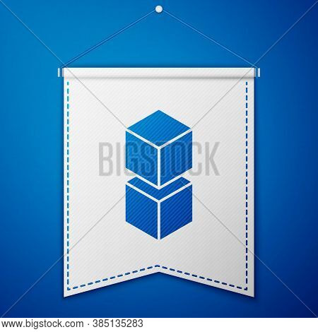 Blue Blockchain Technology Icon Isolated On Blue Background. Cryptocurrency Data. Abstract Geometric