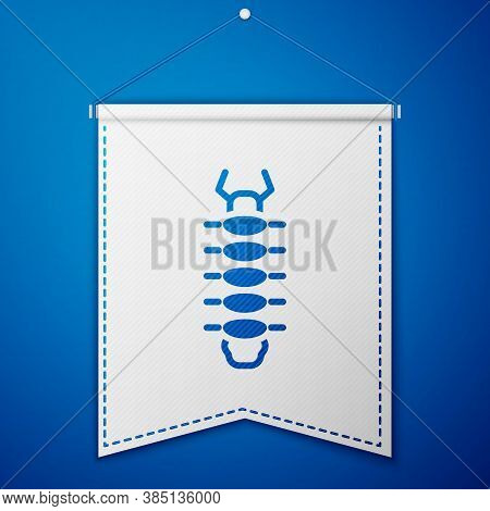 Blue Centipede Insect Icon Isolated On Blue Background. White Pennant Template. Vector