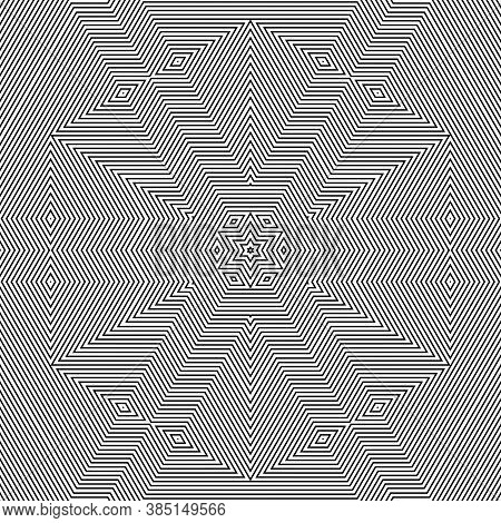 Optical Illusion. Retro Old Vintage Original Abstract Art Background. Interior Hydraulic Ceramic Mos