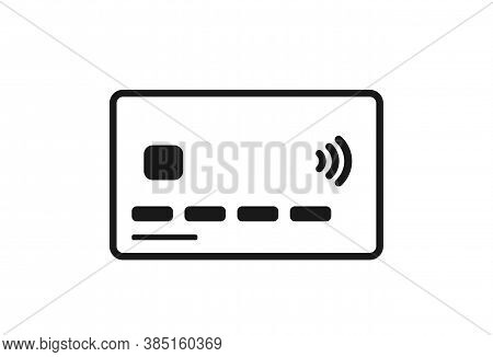 Credit Card Line Icon. Bank Payment Card With Paypass. Financial And Banking Web Design Symbol