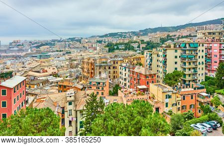 View of Castelletto district in Genoa (Genova), Italy. Cityscape