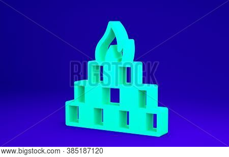 Green Yagna Icon Isolated On Blue Background. Minimalism Concept. 3d Illustration 3d Render