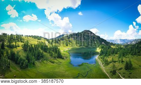 Tauplitz Alm. Lake Großsee And Lawinenstein. Famous Hiking And Skiing Resort In Styria During Summer
