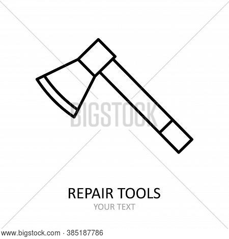 Vector Icon With Repair Tool - Ax (hatcher). Outline Black Graphic.