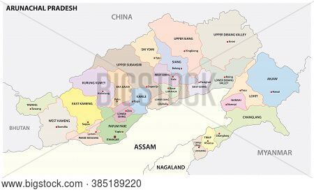 Administrative And Political Map Of Indian State Of Arunachal Pradesh 2020, India