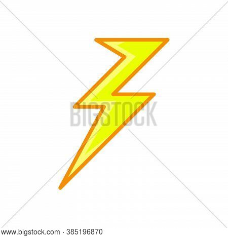 Lightning Bolt. Thunderbolt Line Style Yellow Color Flat Icon