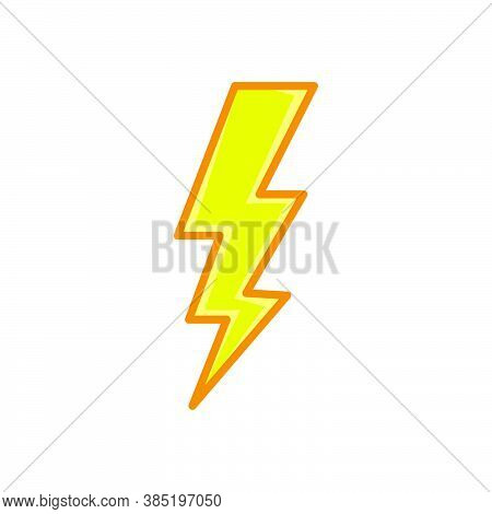 Lightning Bolt. Thunderbolt Line Style Yellow Color Flat Icon