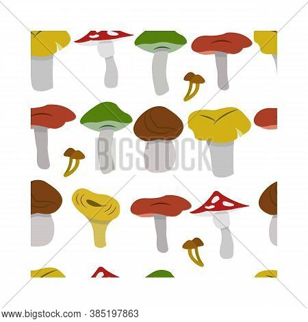 Seamless Background Of Mushrooms Of Different Colors