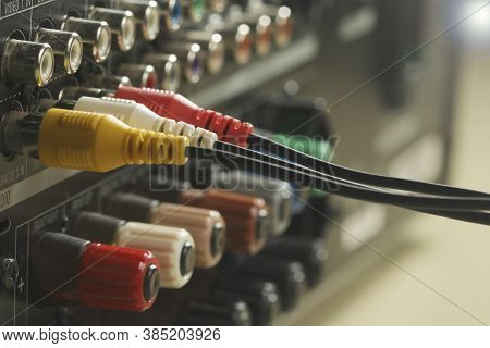 Yellow, Red And  White Audio Cables And Connectors