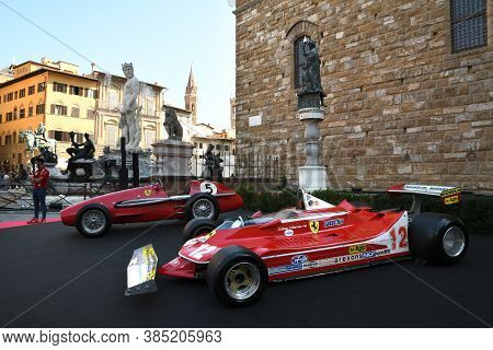 Florence, September 2020: Historic Ferrari 312 T4 Cars On Display During The Ferrari 1000 Gp Show In