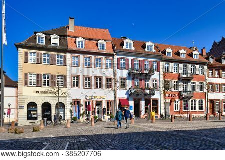 Heidelberg, Germany - April 2020: Town Square Called \'kornmarkt\' In Old Historical City Center Of 