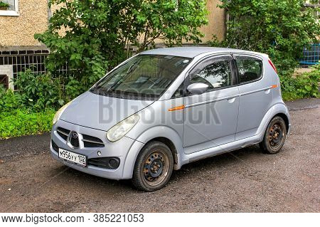 Asha, Russia - August 3, 2020: Japanese Kei Car Subaru R2 In The City Street.