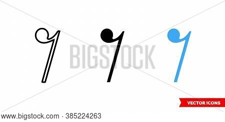 Quaver Rest Icon Of 3 Types Color, Black And White, Outline. Isolated Vector Sign Symbol.