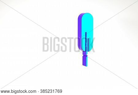 Turquoise Feather Pen Icon Isolated On White Background. Minimalism Concept. 3d Illustration 3d Rend