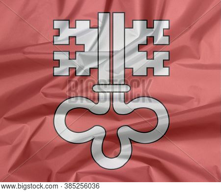 Fabric Flag Of Nidwalden. Crease Of Nidwalden Flag Background, The Canton Of Switzerland Confederati