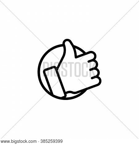 Thumb Up Vector Icon In Circle. Contour Flat Symbol. Stock Vector Illustration Isolated On White Bac