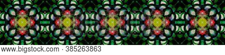 Geometric Painting. Seamless Tie Dye Illustration. Ikat Indonesian Design. Black, Green Seamless Tex