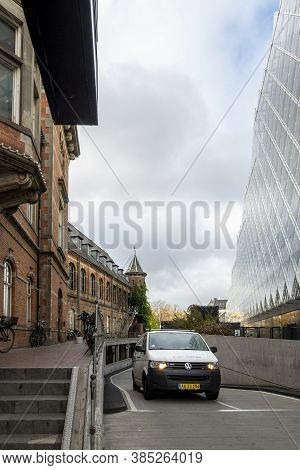 Copenhagen, Denmark - Oct 18, 2018: Lane Between The Old Tivoli Gardens And The New Industriens Hus 