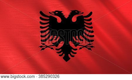 The Waving Flag Of Albania. High Quality 3d Illustration. Perfect For News, Reportage, Events.